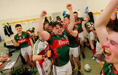 The Mayo team celebrate in the dressing room 30/4/2016