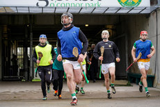 The Offaly team enter the pitch ahead of the game 10/3/2024