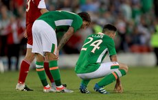 Jeff Hendrick and Ciaran Clark at the end of the game 31/5/2016