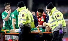 Seamus Coleman leaves on a stretcher 24/3/2017