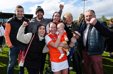 Ciara Geoghegan celebrates with her family and daughter Erin after the game 13/4/2024