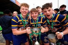 Andrew Cotton, Oisin O’Donoghue and Rueben Colleran celebrate with the League and Cup double 13/3/2024