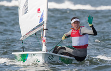 Annalise Murphy crosses the finishing line to claim a silver medal 16/8/2016