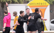 Marty Conneely celebrates scoring a try with teammates 
24/3/2024
