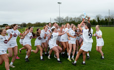 The Kildare team celebrate after the game 28/4/2024