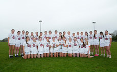 The Kildare team celebrate after the game 28/4/2024