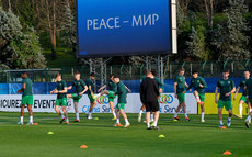 The Ireland team during the warm up 22/3/2024