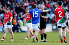 James O’Donoghue argues with referee Ciaran Brannigan 2/3/2014