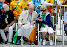 Sports Minister Shane Ross supports Annalise Murphy at her medal ceremony 16/8/2016