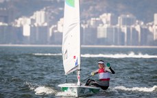 Annalise Murphy crosses the finishing line to claim a silver medal 16/8/2016
