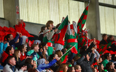 Sacred Heart Clonakilty’s supporters celebrate a penalty being scored 13/3/2024