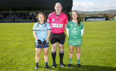 Colm O'Mochai with Niamh Gleeson and Ann Kennedy at the coin toss 23/3/2024