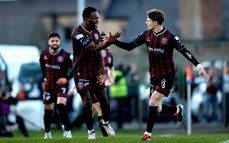 James Akintunde celebrates scoring the first goal with Paddy Kirk 19/4/2024