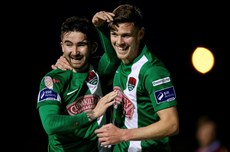 Garry Buckley celebrates scoring a goal with Sean Maguire 8/10/2016