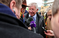 Sir Alex Ferguson with the media after winning with Monmiral 14/3/2024