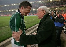 Brian O'Driscoll celebrates with Jack Kyle 3/3/2014