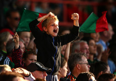 A young Mayo supporter celebrates a score 22/7/2017