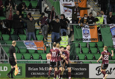 Galway United fans celebrate as their team goes ahead from a Stephen Walsh goal 26/4/2024