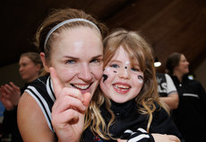 Lynn Jones celebrates winning with her daughter Heidi Birchall after the game 9/3/2024