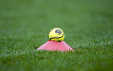 A view of a sliotar on a cone ahead of the game 16/3/2024