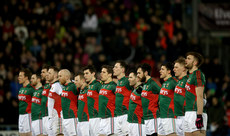 The Mayo team stand for The National Anthem before the game 14/3/2015