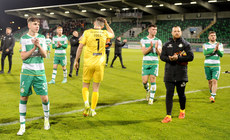 Shamrock Rovers players applaud their fans after the match 26/4/2024