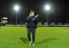 Damien Duff applauds the travelling supporters after the game 15/3/2024