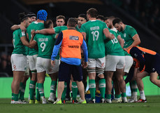 The Ireland team huddle during a break in play 9/3/2024