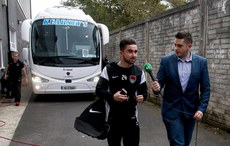 Sean Maguire is interviewed on eir tv as he gets off the bus 8/10/2016