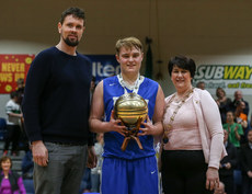 Aaron Kieran is presented with the MVP award by Jason Killeen and Theresa Walsh 25/1/2017