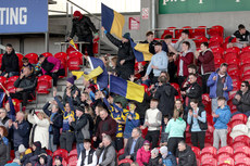 Carrigaline-Dolphin fans celebrate their side taking the lead 26/3/2023