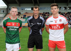 Ryan O Donoghue and Conor Doherty of Derry with Paul Faloon 14/7/2018