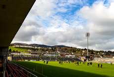 Clare players on the pitch before the game 24/3/2024