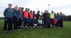 Leo Varadkar alongside members of Saint Patrick's Athletic and the Women's senior football team 27/1/2014