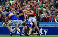 Aidan O'Shea clashes with Tipperary players 21/8/2016