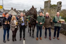 Paul Townend and Willie Mullins with Galopin Des Champs and owners Greg and Audrey Turley, groom Adam Connolly and Shane Jones 19/3/2024