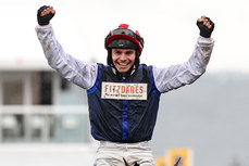 Ben Jones onboard Shakem Up’Arry celebrates after winning 14/3/2024