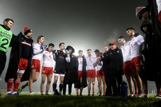 Mickey Harte speaks to his team after the  game 10/1/2018