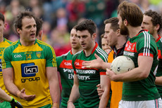 Aidan O'Shea exchanges words with Michael Murphy at the final whistle 2/4/2017