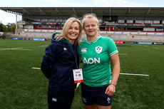 Lisa Doyle celebrates after the game with Dannah O'Brien 27/4/2024