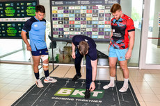 Geronimo Prisciantelli, Kyle Steyn and Eoghan Cross at the coin toss 27/4/2024