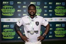 Siya Masuku is presented with the BKT United Rugby Championship Player of the Match award 26/4/2024