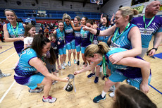 Dearbhla Breen and Fiona Lynch celebrate with the trophy 20/4/2024