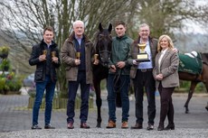 Paul Townend and Willie Mullins with Galopin Des Champs and owners Greg and Audrey Turley, and groom Adam Connolly 19/3/2024