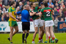 Tom Parsons, Brendan Harrison and Michael Murphy tussle at the final whistle 2/4/2017