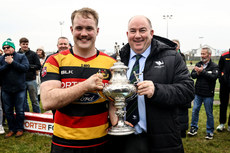 Matthew Earley is presented with the Connacht Senior Cup by Michael O'Hehir 9/3/2024