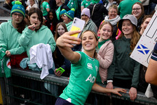 Aoibheann Reilly takes a selfie with fans after the game 27/4/2024