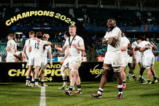 The England team celebrate winning the Under 20 Six Nations championship 15/3/2024