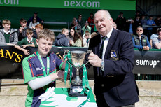Ben Luft is presented with the trophy by Mossy Moran 24/4/2024