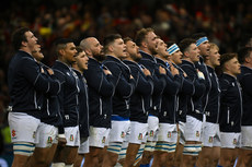 The Italy team stand for the national anthem 16/3/2024